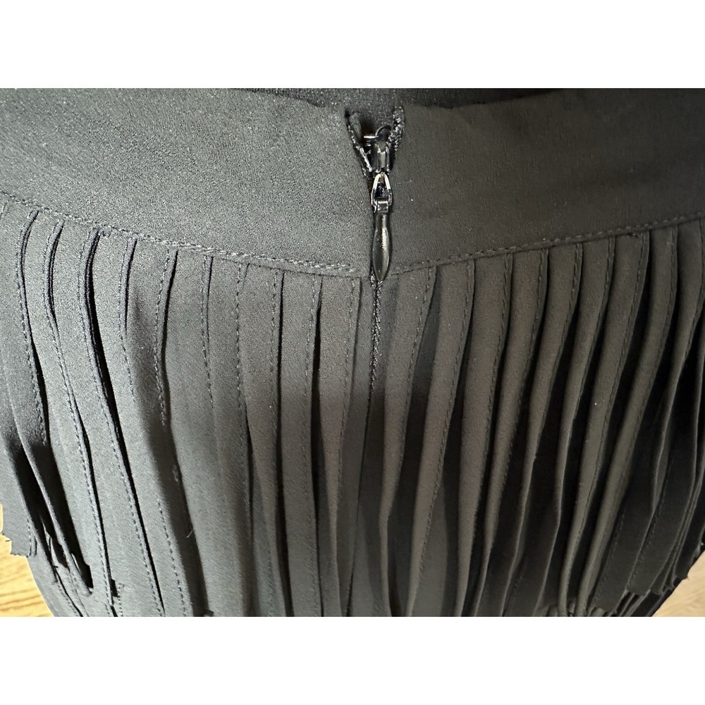 GUESS Los Angeles Black Tiered Fringe Mini Skirt XS Layered Party Clubwear - Picture 5 of 7